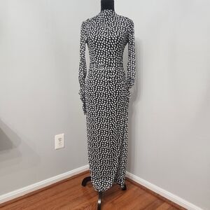 Zara Black and White Polka Dot Long Sleeve Maxi Dress